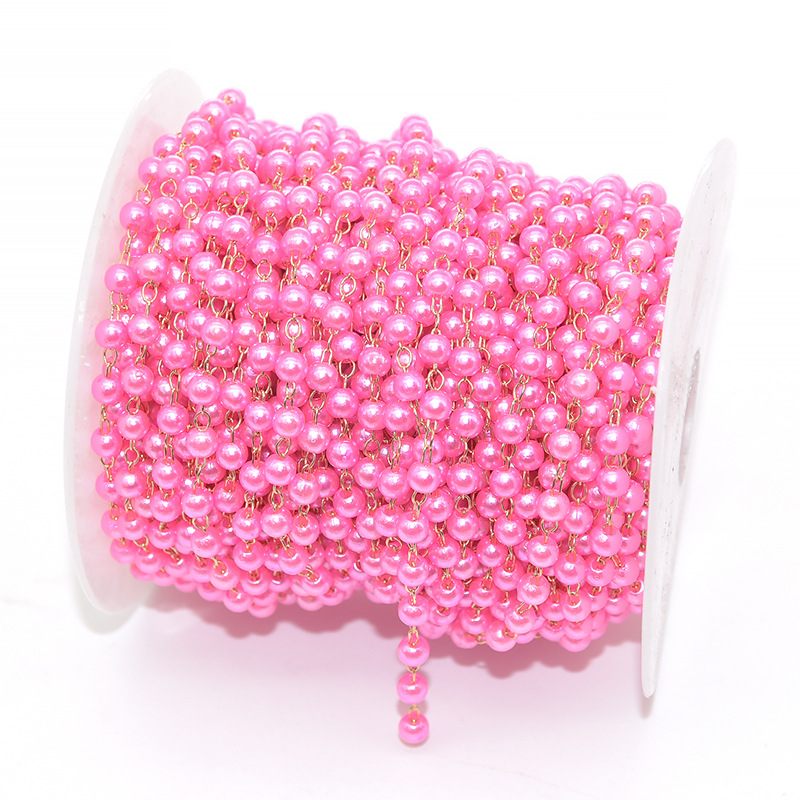 14:Rose red beads-kC gold chain