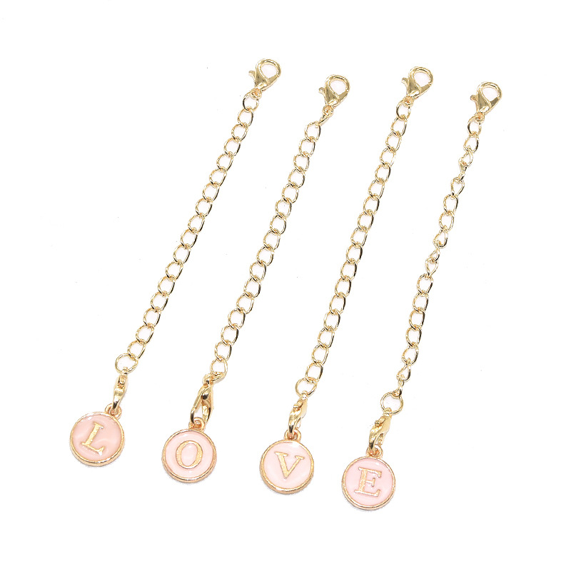 Pink alloy oil dripping letter pendant A