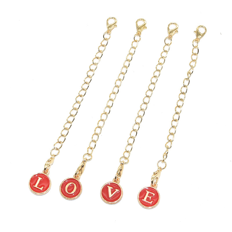 Red alloy oil dripping letter pendant A