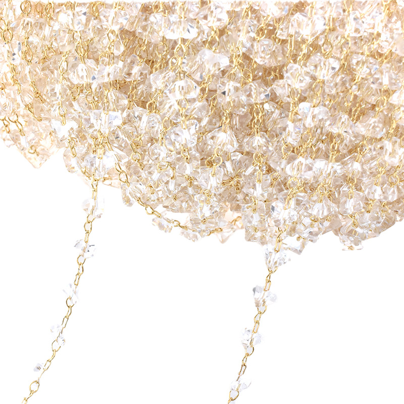 2:transparent white crystal-kc gold chain