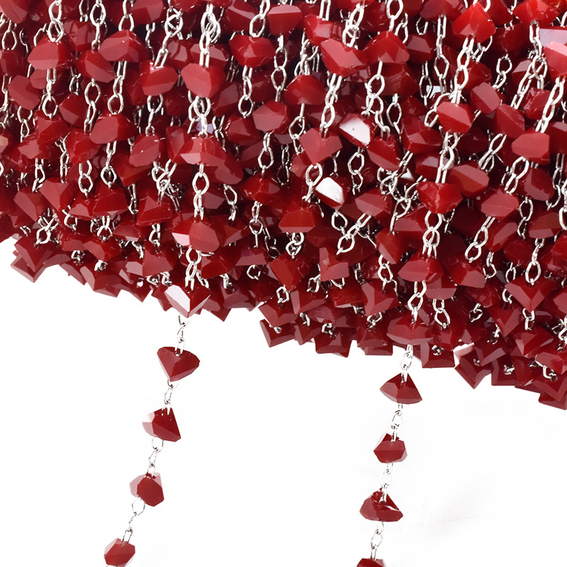 9:porcelain red crystal-white k chain