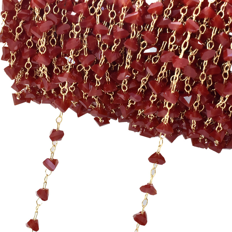 10:porcelain red crystal-kc gold chain