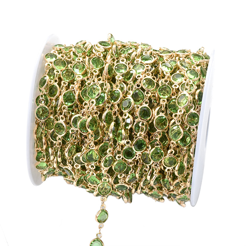 4:green glass-kc gold chain