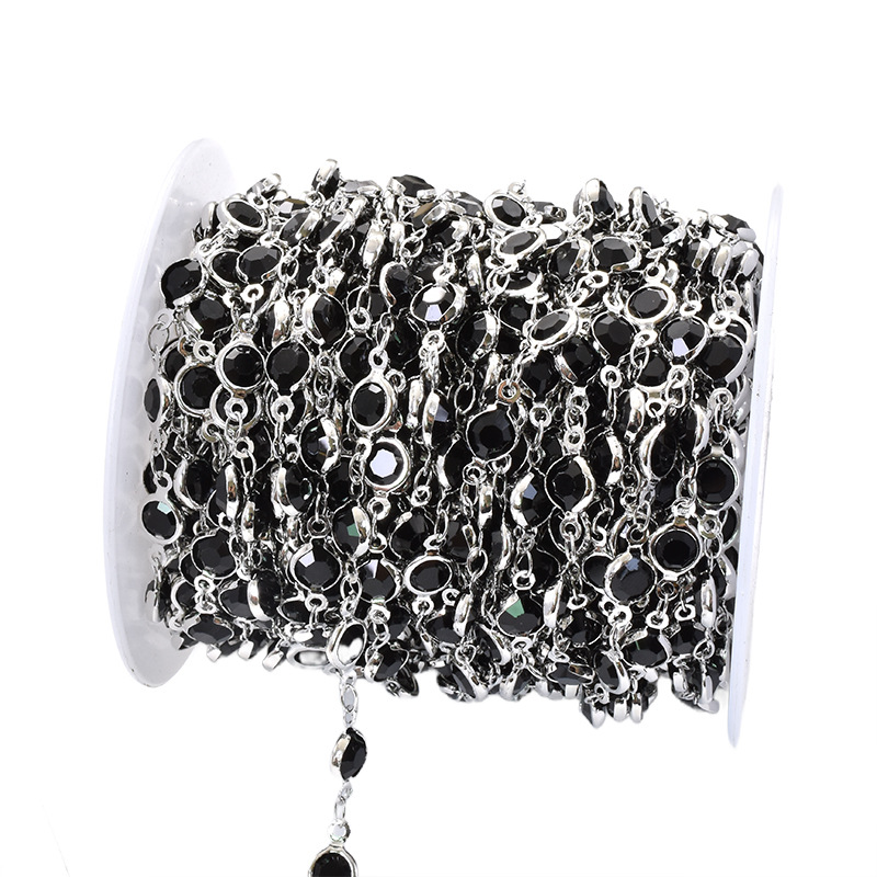 5:black glass-white k chain