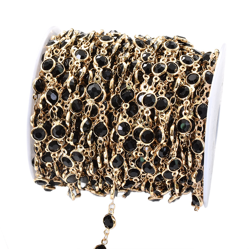 6:black glass-kc gold chain