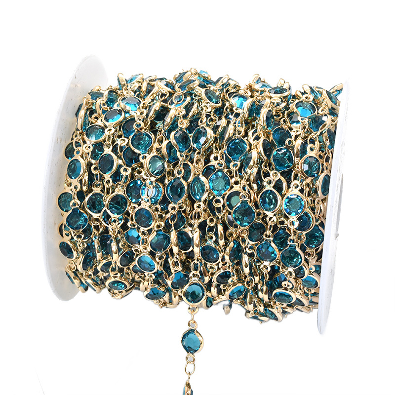 8:light blue glass-kc gold chain