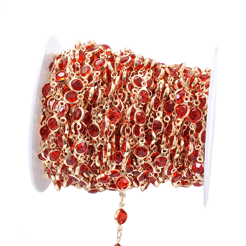 10:red glass-kc gold chain