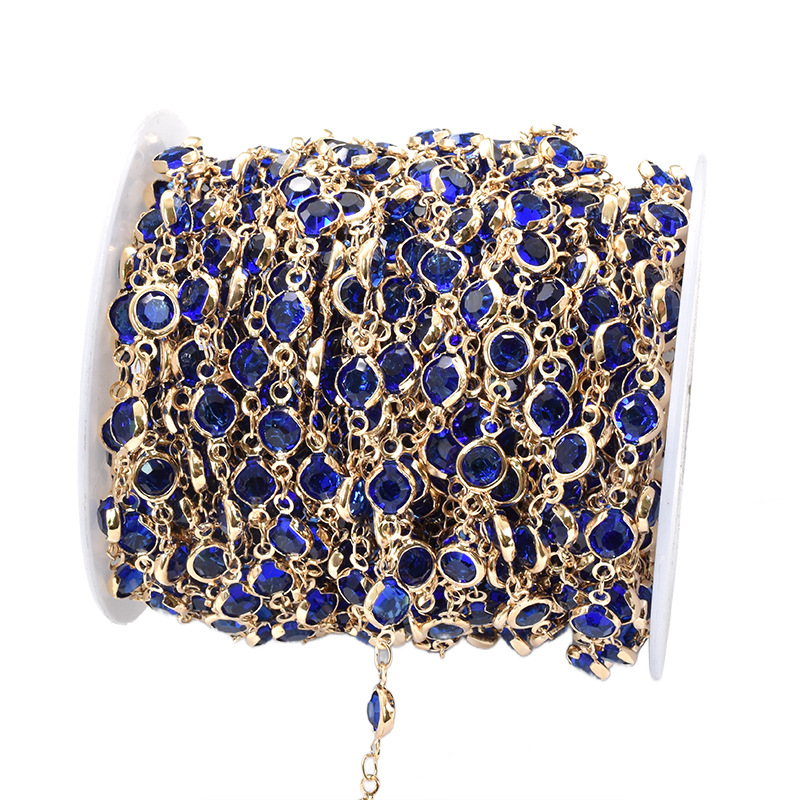 12:Royal blue glass-kc gold chain