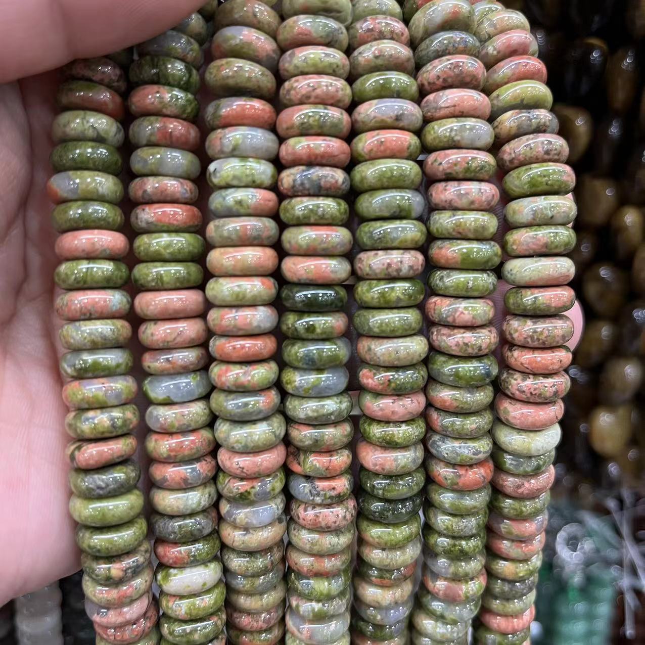 Unakite 4x10mm (about 50 pieces)