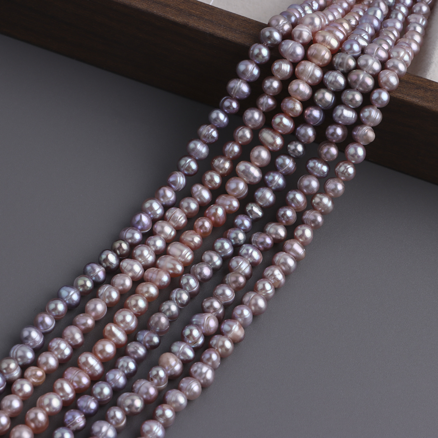 2:Purple 5-6mm thread nearly round beads, one string