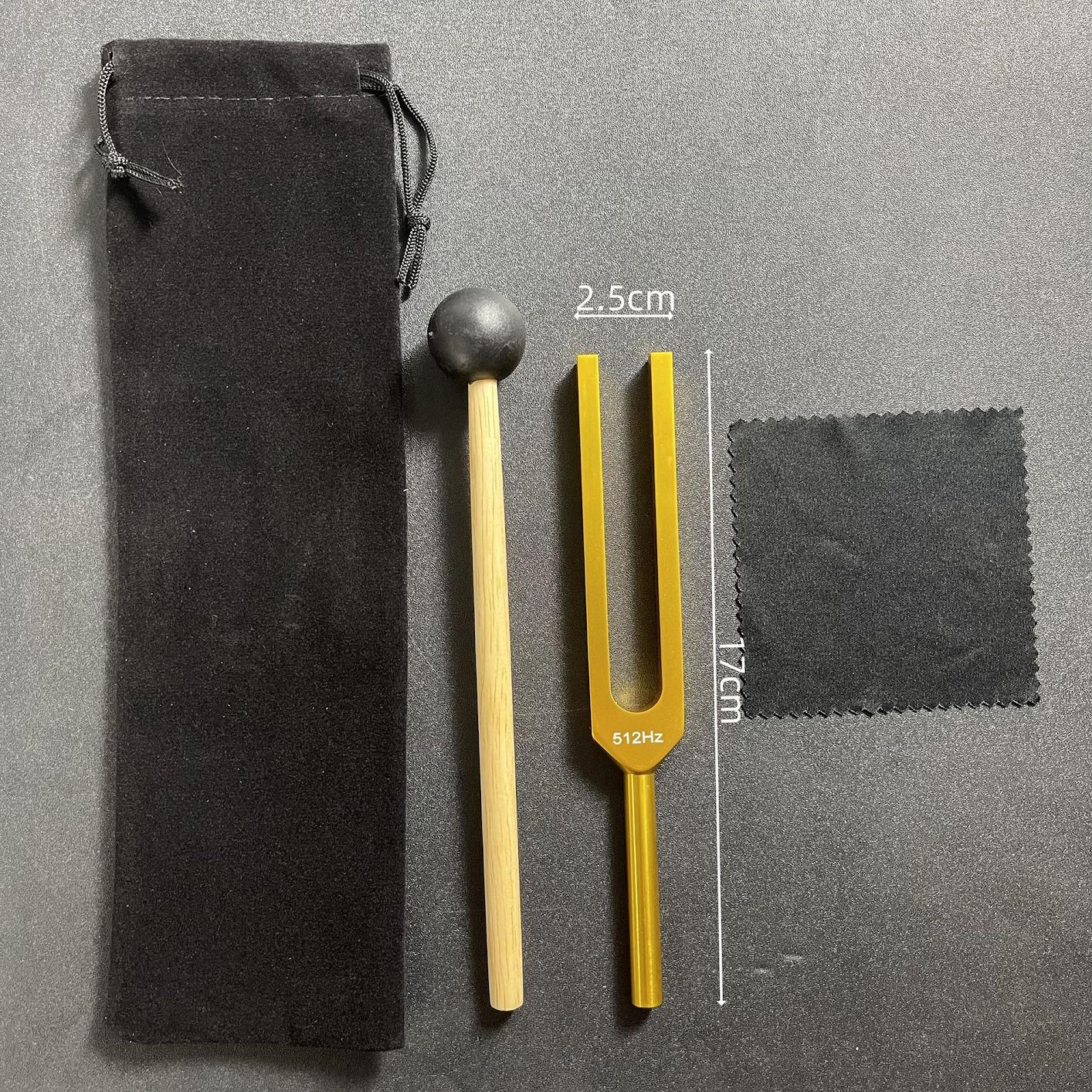 Golden 512hz cloth bag   wooden hammer   clean cloth