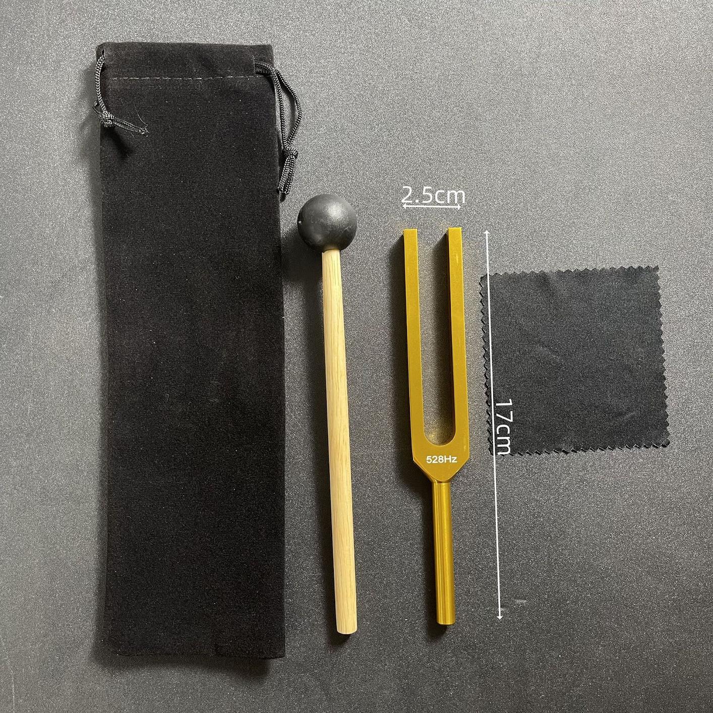 Golden 528hz cloth bag   wooden hammer   clean cloth