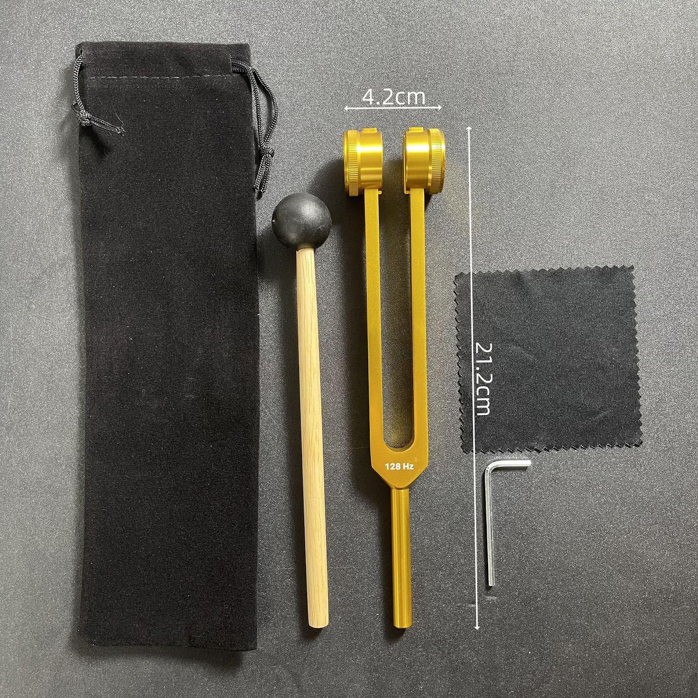 Gold 128hz cloth bag   wrench   wooden hammer   clean cloth