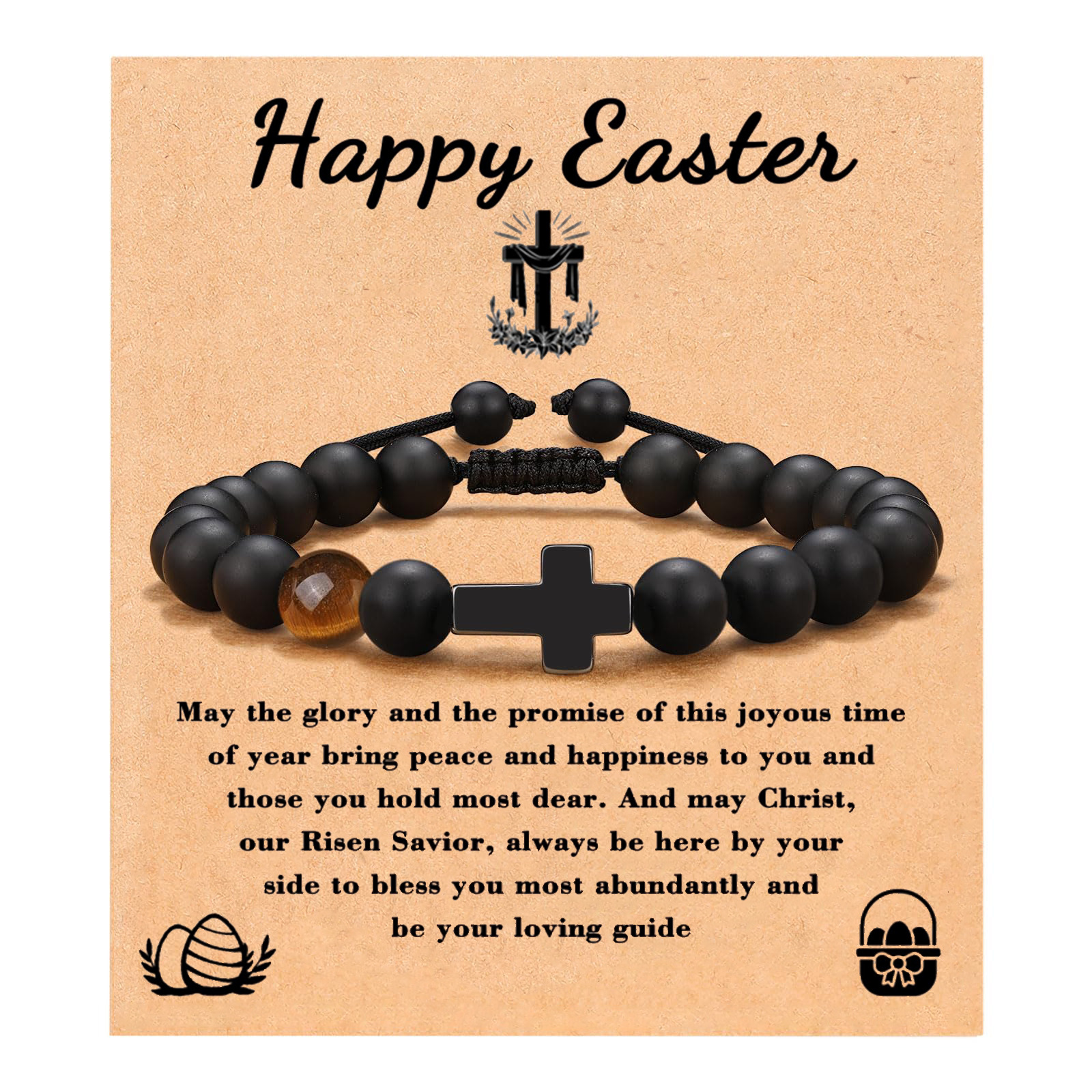 Tiger eye black matte  With card (card 8*8cm)