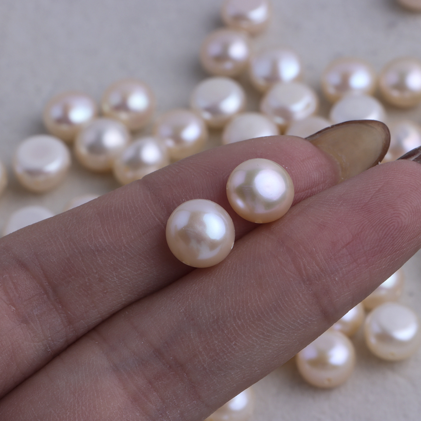 2:8-9mm light champagne color cross hole steamed buns 10 pieces