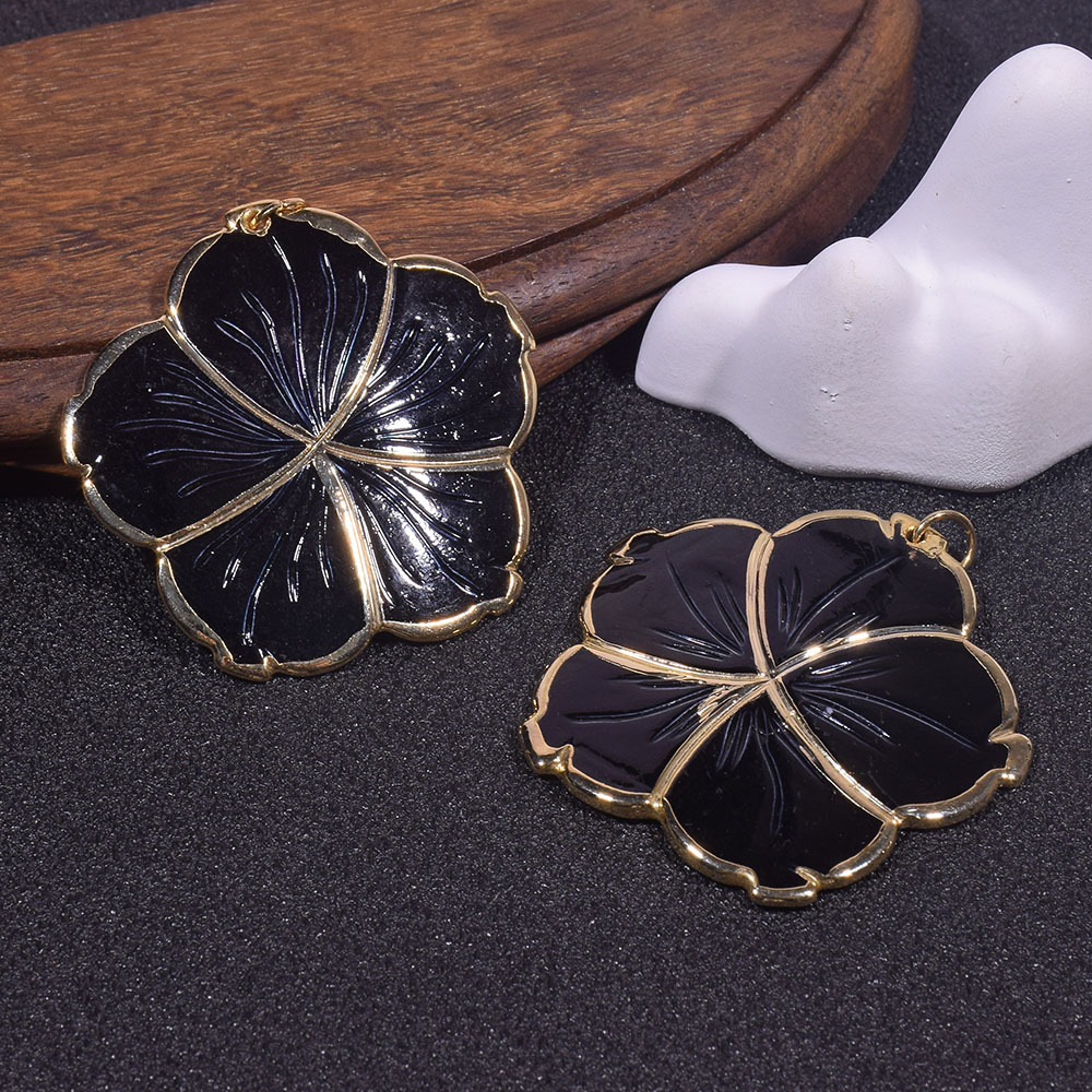 6:Dz204 black flower (47mm) gold edge