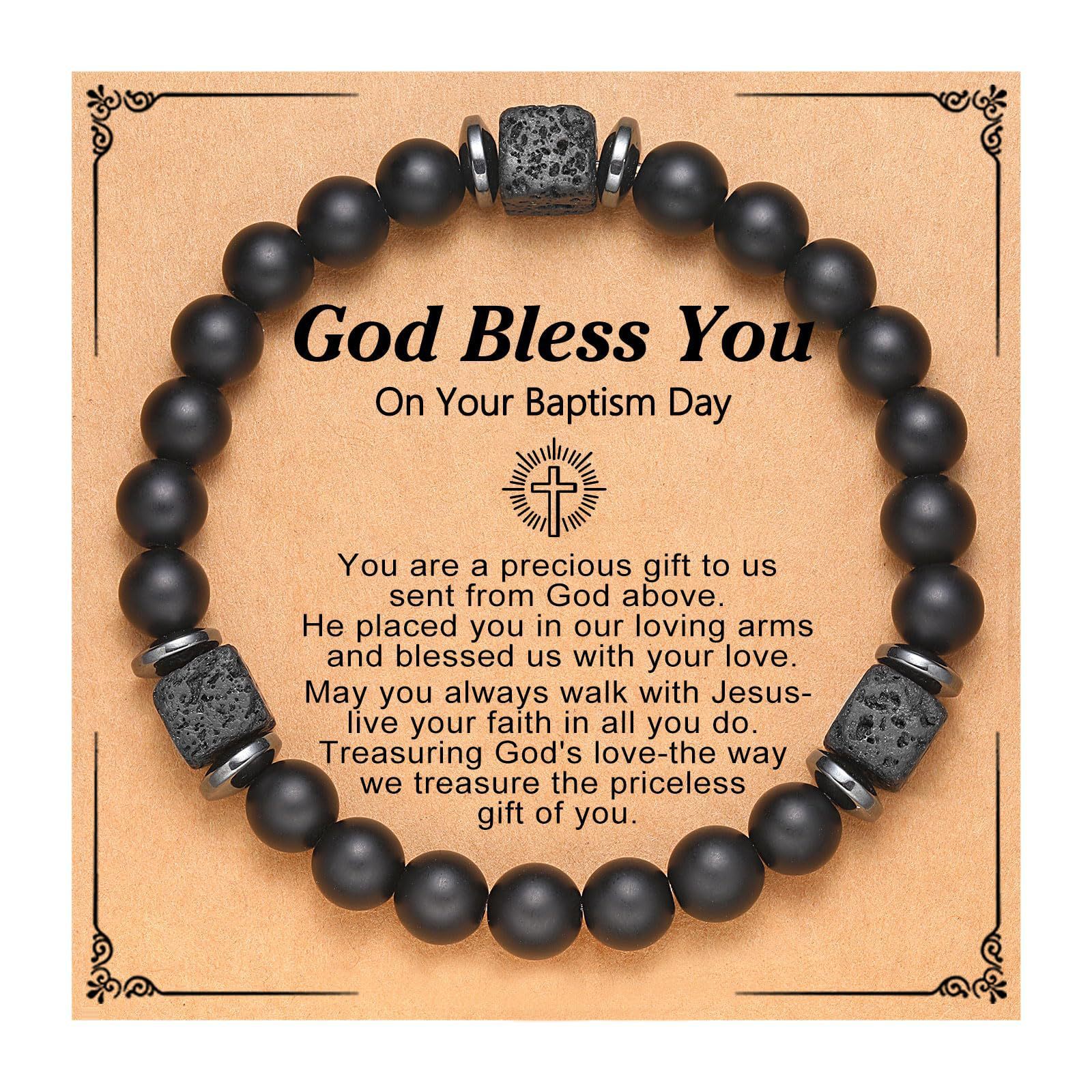 13:Volcanic Stone Bracelet God Bless You Card