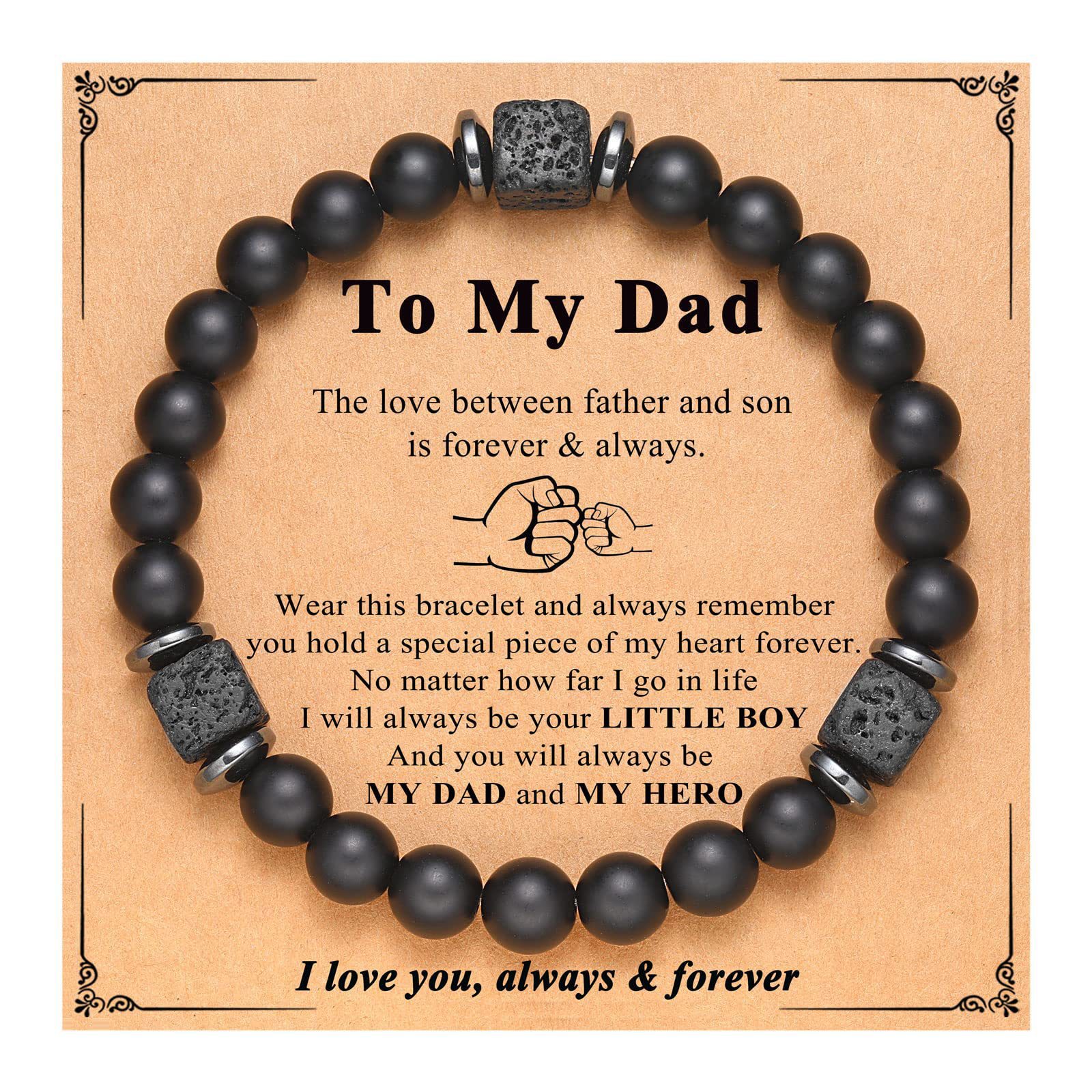 24:Volcanic Stone Bracelet Father and son Card