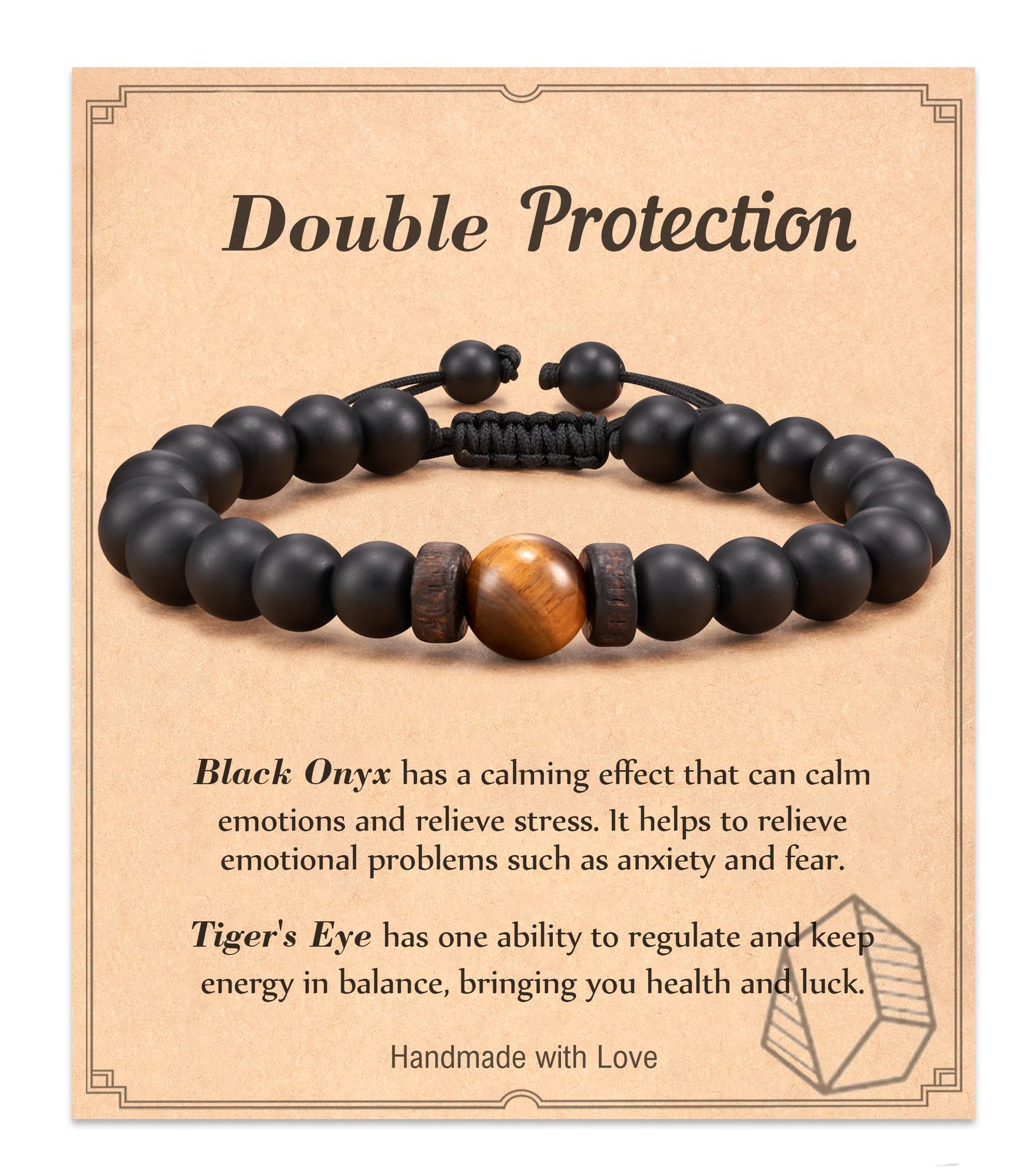 2:Tiger Eye Black Frosted Stone Bracelet Double Protection Card