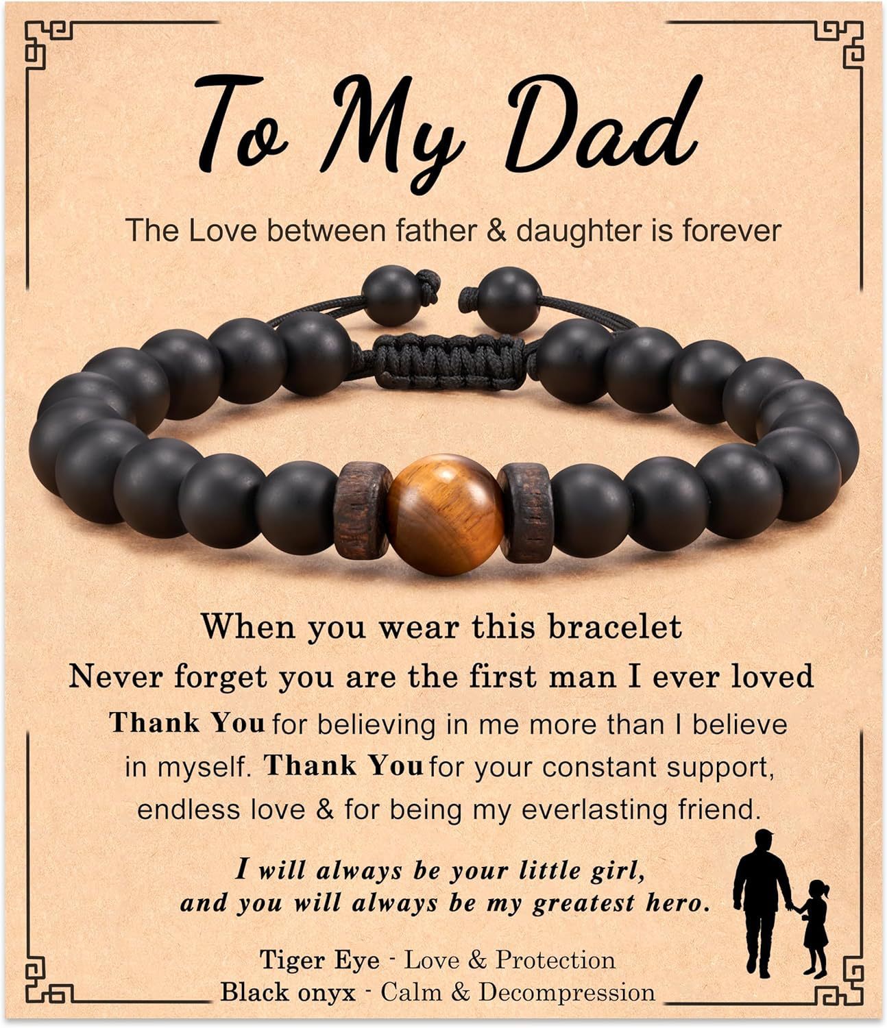 4:Black Frosted Tiger Eye Bracelet to my dad Card