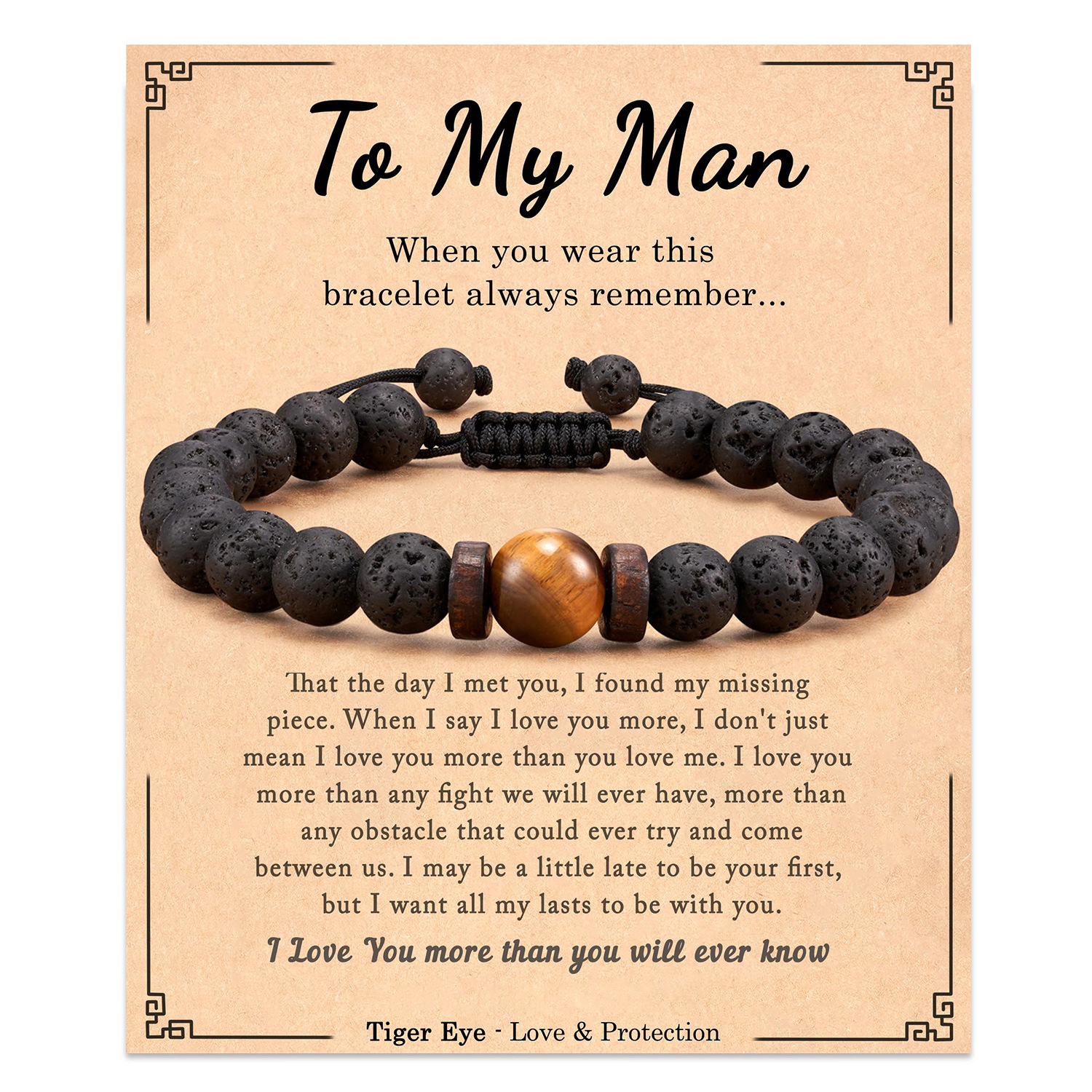7:Volcanic Stone Tiger Eye Bracelet to my man Card