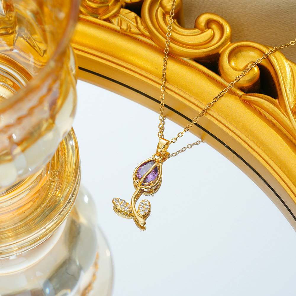 3:C383 gold purple zircon necklace