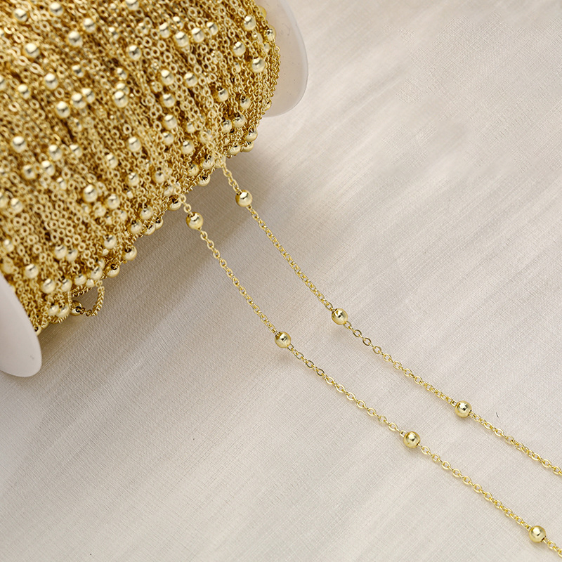 14K gold plated Chain width 1.0mm beads 2mm