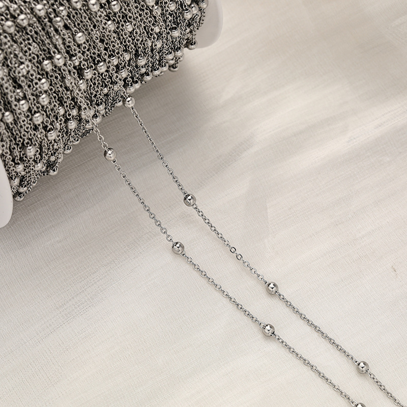 real platinum plated Chain width 1.0mm beads 2mm