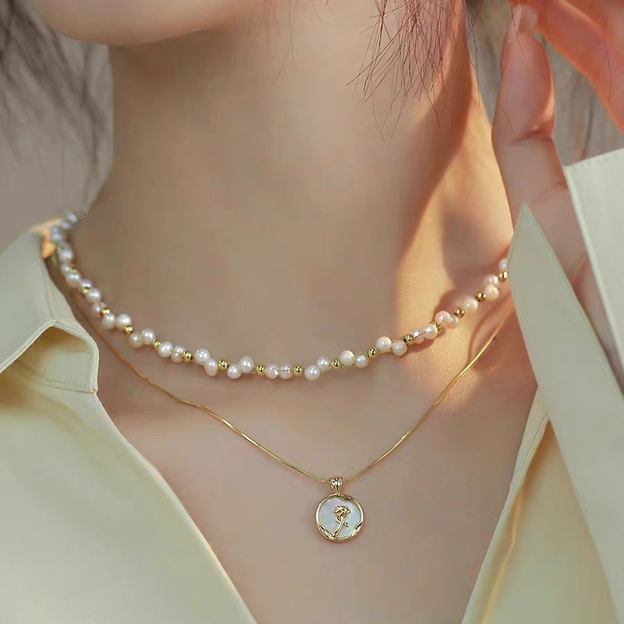 2:Gold braided double layer necklace