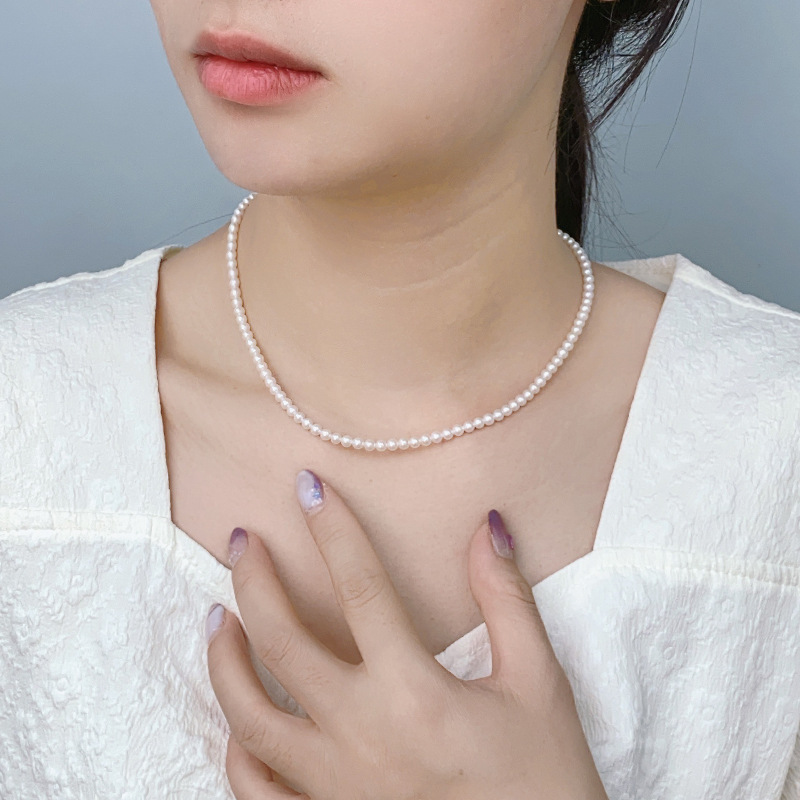 2:3-4mm natural white   925 silver chain