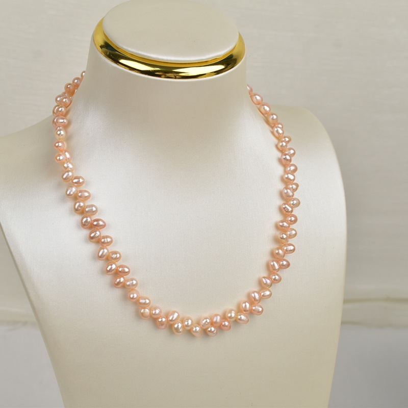 2:4-5mm wheat ear pearl necklace [pink]