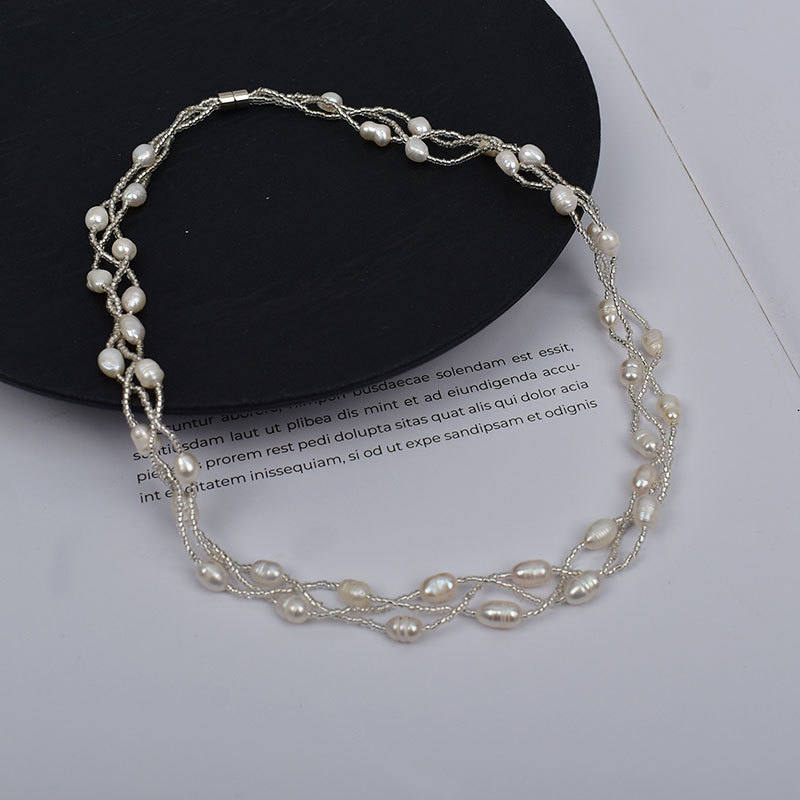 1:Baby's breath necklace, 5-6mm beads, approximately 46cm in length