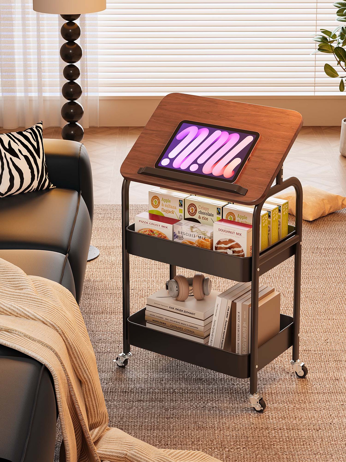 Black stand-walnut panel