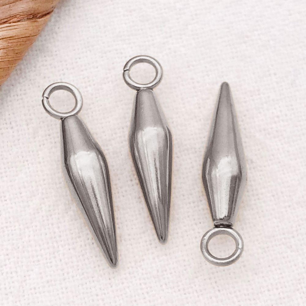 7:1 piece 4.5*19*4.5mm hole 2.5mm steel color stainless steel punk small hole cone pendant-1g-t2972