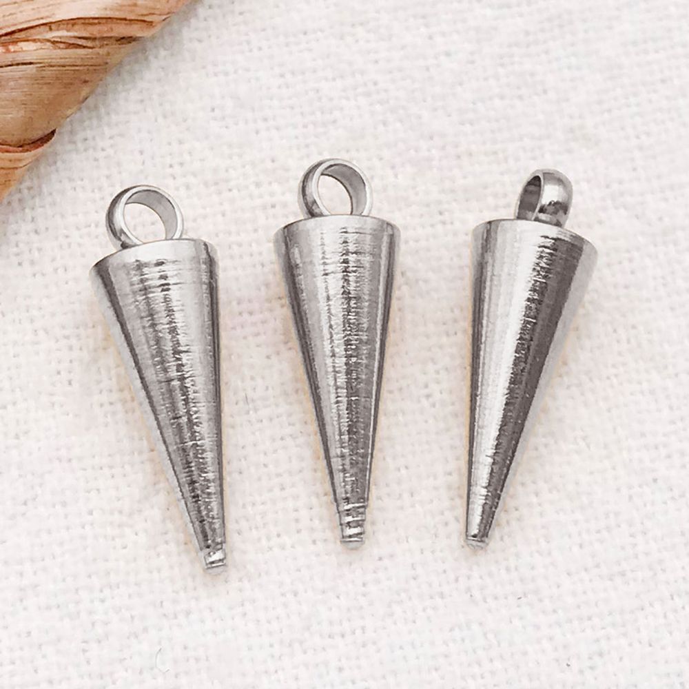 15:1 piece 5*15mm hole 1.5mm steel color stainless steel punk small hole cone pendant-0.74g-t3154
