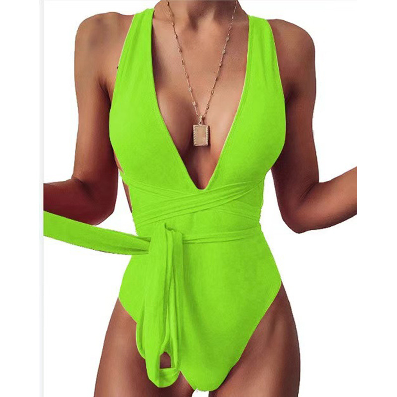Fluorescent green one piece swimsuit