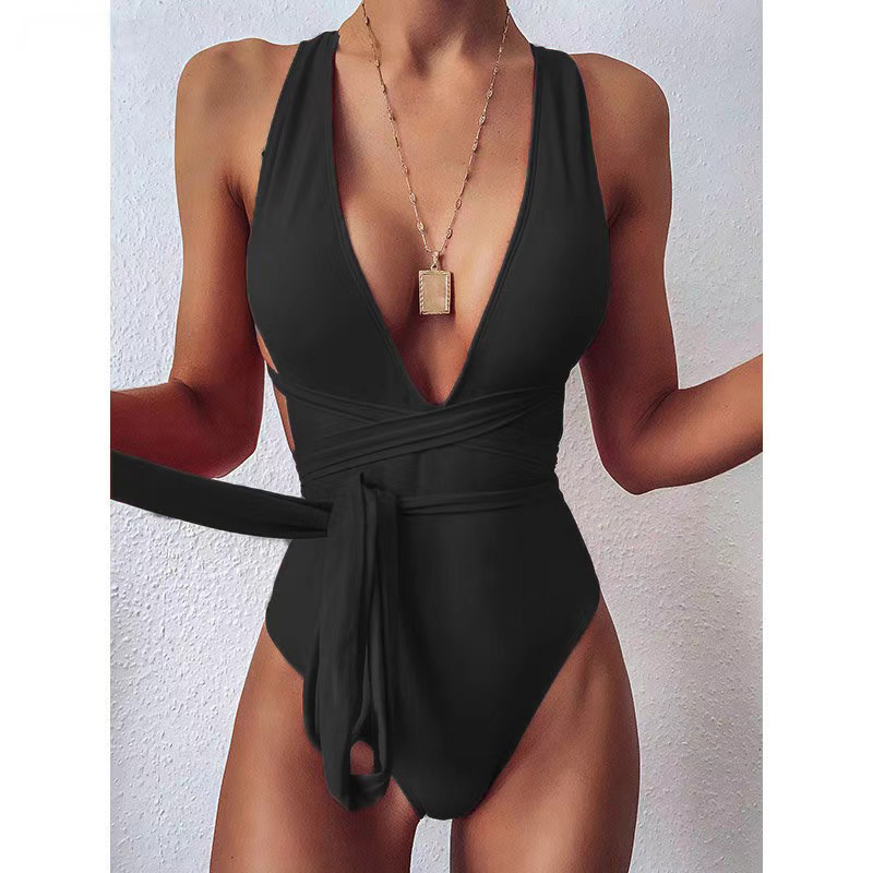 Black one-piece swimsuit
