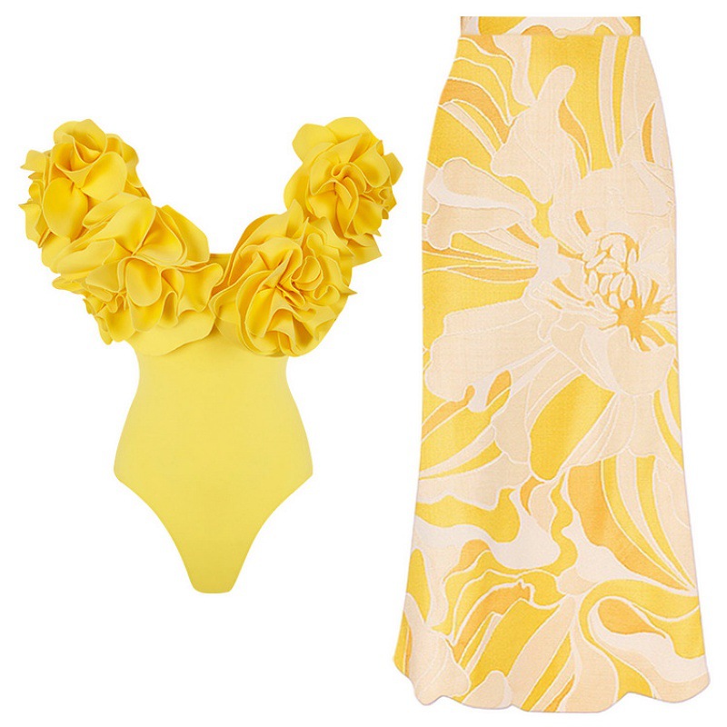 Yellow Swimsuit and skirt