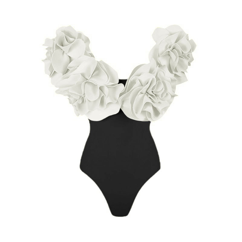 Black and White Colorblock Swimsuit