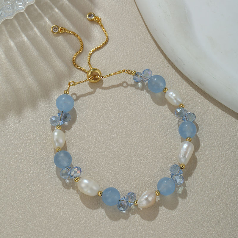 2 natural pearl crystal blue agate