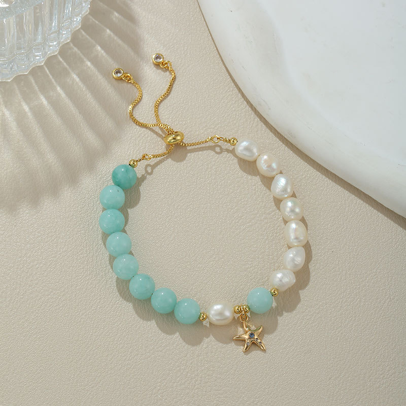 3 natural pearl starfish lake blue agate