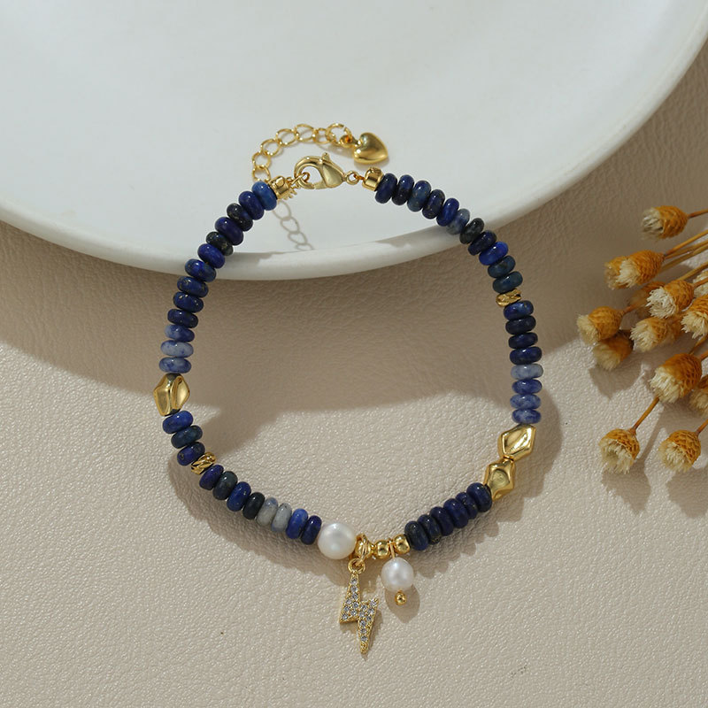 3:B4116 natural pearl lapis lazuli abacus