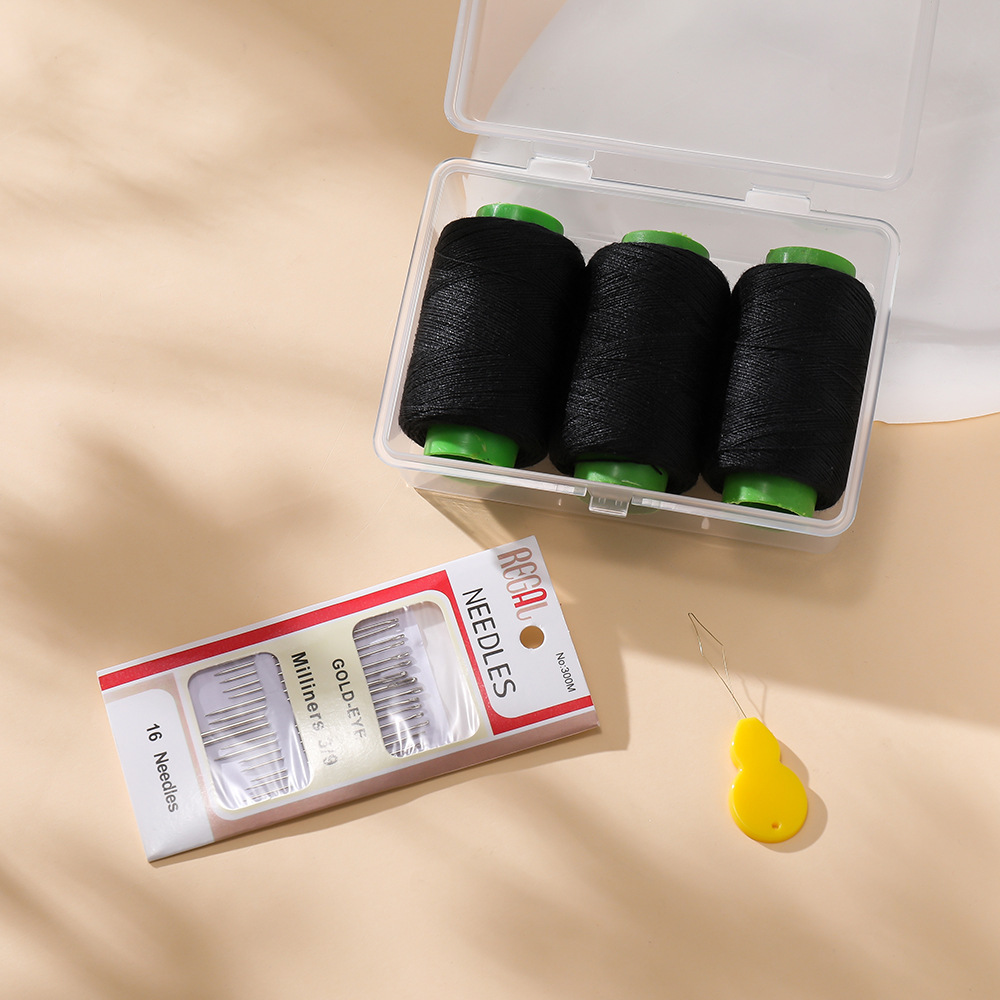 2:Black (3 rolls of thread   1 set of needles   thread guide) 1 set