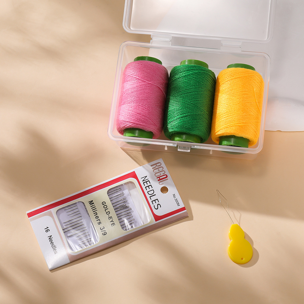 6:Pink, green and yellow (3 rolls of thread   1 set of needles   thread guide) 1 set