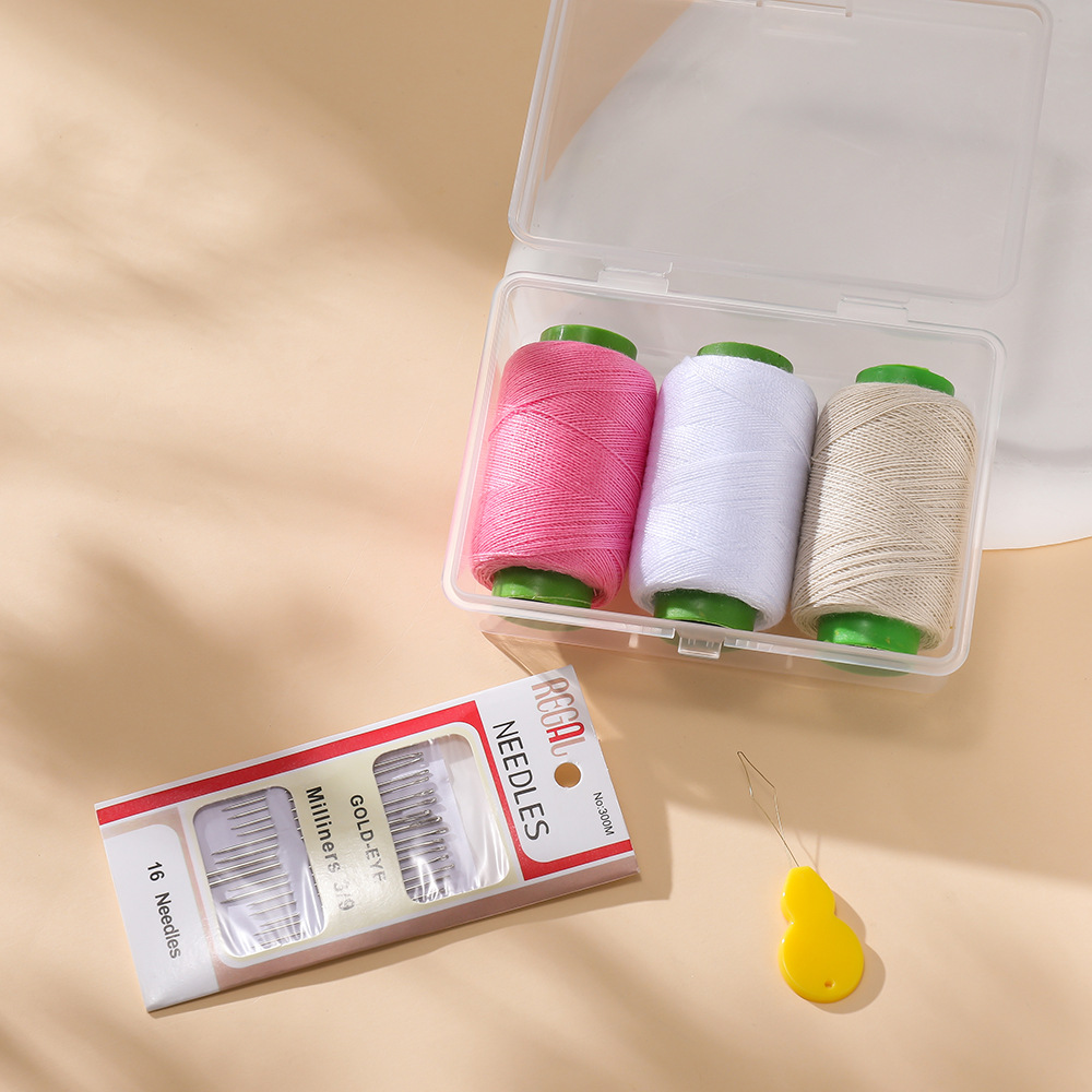 7:Pink and white rice (3 rolls of thread   1 set of needles   thread guide) 1 set
