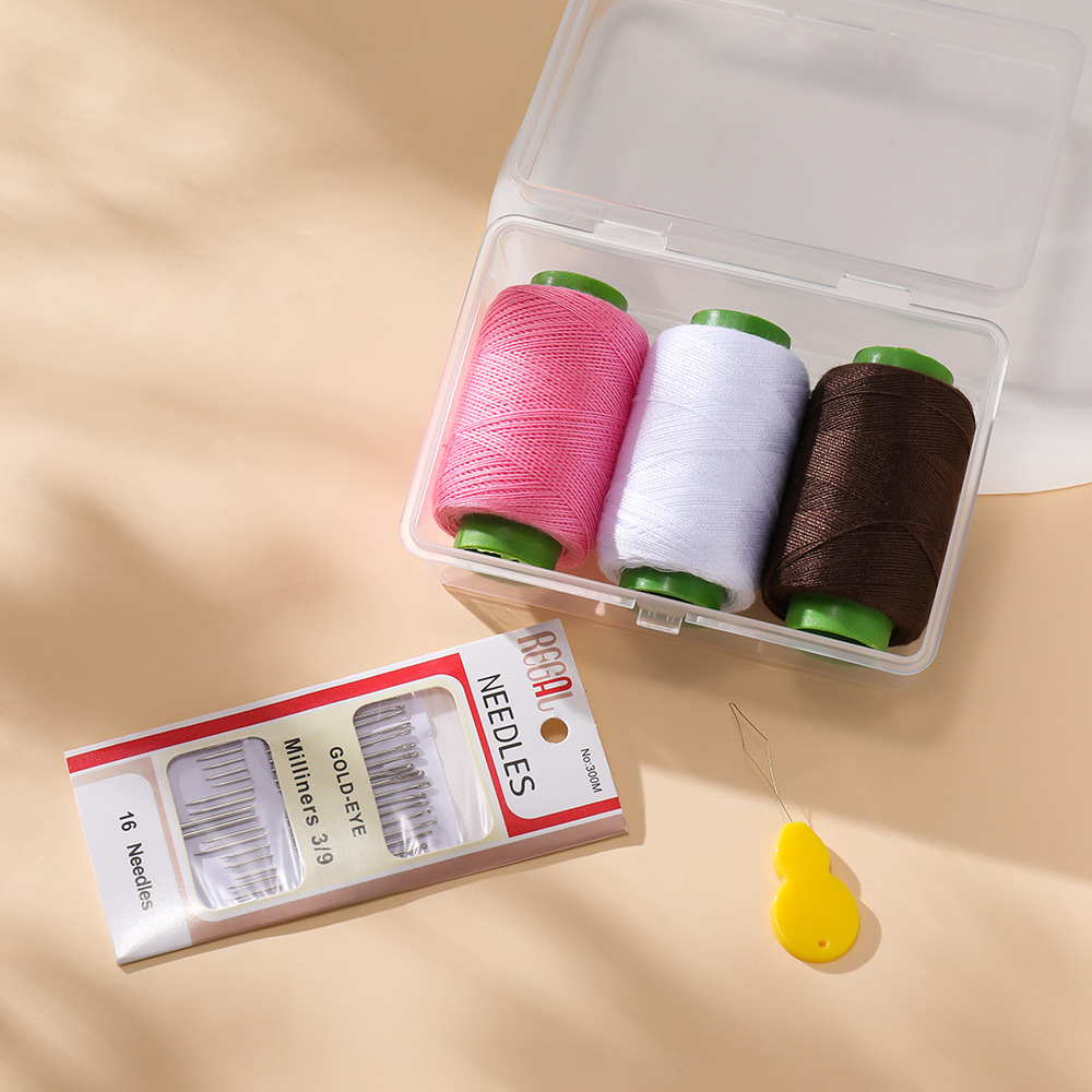 8:Pink and white coffee (3 rolls of thread   1 set of needles   thread guide) 1 set