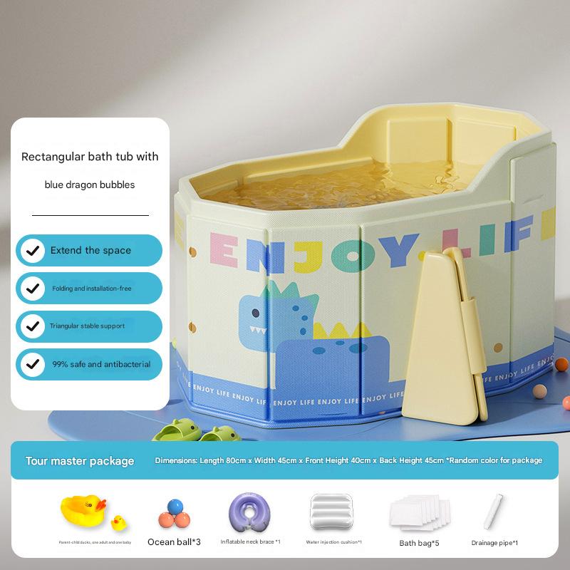 78*40cm children's rectangular bath bucket bubble blue dragon [wash and travel expert]