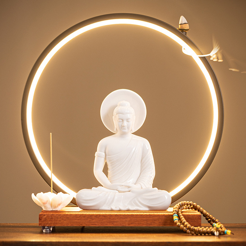 Sakyamuni [buddha light] white porcelain   lamp circle