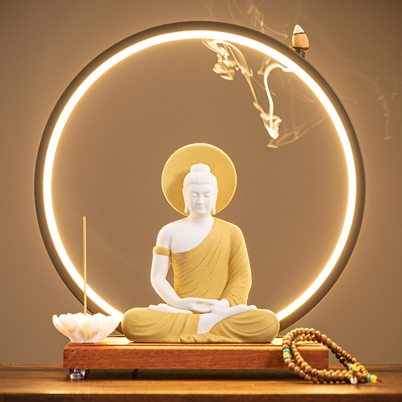 Sakyamuni [buddha light] white porcelain yellow   lamp circle