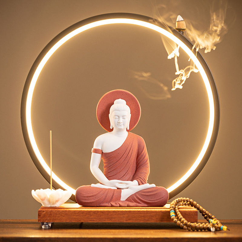 Sakyamuni [buddha light] white porcelain red   lamp circle